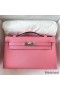 Hermes Kelly Pochette Handmade Bag In Rose Confetti Epsom Calfskin