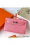 Hermes Kelly Pochette Handmade Bag In Rose Confetti Epsom Calfskin