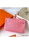 Hermes Kelly Pochette Handmade Bag In Rose Confetti Epsom Calfskin