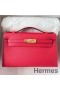 Hermes Kelly Pochette Handmade Bag In Rose Japour Epsom Calfskin