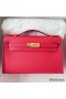 Hermes Kelly Pochette Handmade Bag In Rose Japour Epsom Calfskin