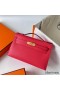 Hermes Kelly Pochette Handmade Bag In Rose Japour Epsom Calfskin