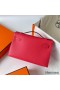 Hermes Kelly Pochette Handmade Bag In Rose Japour Epsom Calfskin