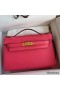 Hermes Kelly Pochette Handmade Bag In Rose Lipstick Epsom Calfskin