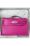 Hermes Kelly Pochette Handmade Bag In Rose Purple Epsom Calfskin