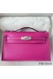 Hermes Kelly Pochette Handmade Bag In Rose Purple Epsom Calfskin