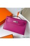 Hermes Kelly Pochette Handmade Bag In Rose Purple Epsom Calfskin