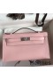 Hermes Kelly Pochette Handmade Bag In Rose Sakura Swift Calfskin