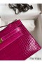Hermes Kelly Pochette Handmade Bag In Rose Scheherazade Shiny Alligator Leather
