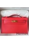 Hermes Kelly Pochette Handmade Bag In Rose Texas Epsom Calfskin