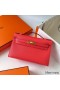 Hermes Kelly Pochette Handmade Bag In Rose Texas Epsom Calfskin
