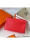 Hermes Kelly Pochette Handmade Bag In Rose Texas Epsom Calfskin