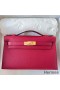 Hermes Kelly Pochette Handmade Bag In Rouge Grenat Epsom Calfskin
