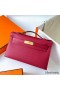 Hermes Kelly Pochette Handmade Bag In Rouge Grenat Epsom Calfskin