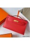 Hermes Kelly Pochette Handmade Bag In Rouge Piment Epsom Calfskin