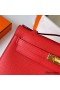 Hermes Kelly Pochette Handmade Bag In Rouge Piment Epsom Calfskin