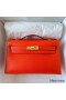 Hermes Kelly Pochette Handmade Bag In Rouge Piment Swift Calfskin