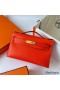 Hermes Kelly Pochette Handmade Bag In Rouge Piment Swift Calfskin