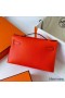 Hermes Kelly Pochette Handmade Bag In Rouge Piment Swift Calfskin
