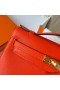 Hermes Kelly Pochette Handmade Bag In Rouge Piment Swift Calfskin