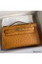 Hermes Kelly Pochette Handmade Bag In Sesame Ostrich Leather