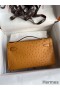 Hermes Kelly Pochette Handmade Bag In Sesame Ostrich Leather