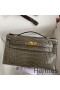 Hermes Kelly Pochette Handmade Bag In Taupe Shiny Alligator Leather
