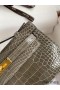 Hermes Kelly Pochette Handmade Bag In Taupe Shiny Alligator Leather
