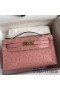Hermes Kelly Pochette Handmade Bag In Terre Cuite Ostrich Leather