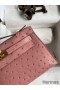 Hermes Kelly Pochette Handmade Bag In Terre Cuite Ostrich Leather