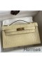 Hermes Kelly Pochette Handmade Bag In Vanille Matte Alligator Leather