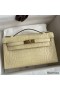 Hermes Kelly Pochette Handmade Bag In Vanille Matte Alligator Leather