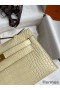Hermes Kelly Pochette Handmade Bag In Vanille Matte Alligator Leather