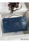 Hermes Kelly Pochette Handmade Bag In Vert Bosphore Shiny Alligator Leather