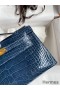 Hermes Kelly Pochette Handmade Bag In Vert Bosphore Shiny Alligator Leather