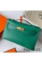 Hermes Kelly Pochette Handmade Bag In Vert Vertigo Swift Calfskin