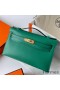 Hermes Kelly Pochette Handmade Bag In Vert Vertigo Swift Calfskin