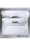 Hermes Kelly Pochette Handmade Bag In White Swift Calfskin