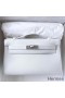 Hermes Kelly Pochette Handmade Bag In White Swift Calfskin
