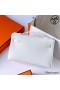 Hermes Kelly Pochette Handmade Bag In White Swift Calfskin