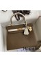 Hermes Kelly Retourne 25 Bicolor Bag in Taupe and Craie Clemence Calfskin