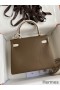Hermes Kelly Retourne 25 Bicolor Bag in Taupe and Craie Clemence Calfskin