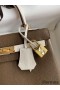 Hermes Kelly Retourne 25 Bicolor Bag in Taupe and Craie Clemence Calfskin