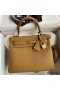 Hermes Kelly Retourne 25 Handmade Bag In Biscuit Clemence Leather