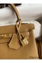 Hermes Kelly Retourne 25 Handmade Bag In Biscuit Clemence Leather