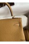 Hermes Kelly Retourne 25 Handmade Bag In Biscuit Clemence Leather