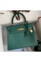 Hermes Kelly Retourne 25 Handmade Bag In Blue Paon Clemence Leather
