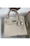 Hermes Kelly Retourne 25 Handmade Bag In Craie Clemence Leather