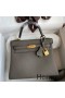 Hermes Kelly Retourne 25 Handmade Bag In Etain Clemence Leather