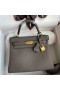 Hermes Kelly Retourne 25 Handmade Bag In Etain Clemence Leather